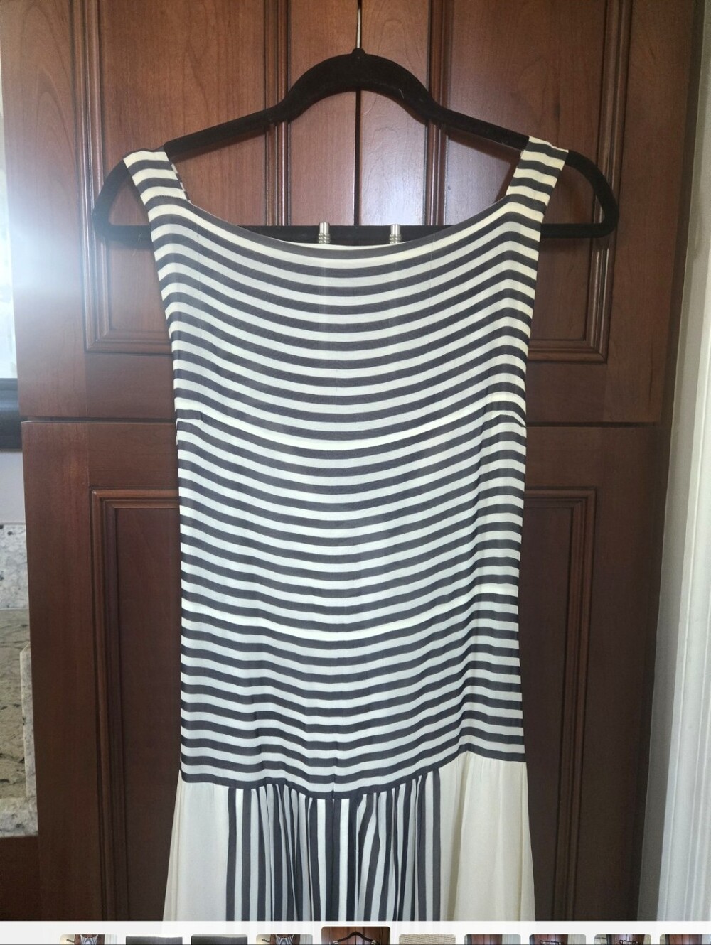 CHANEL Black & White Striped Sleeveless Maxi Dress - Picture 3 of 9